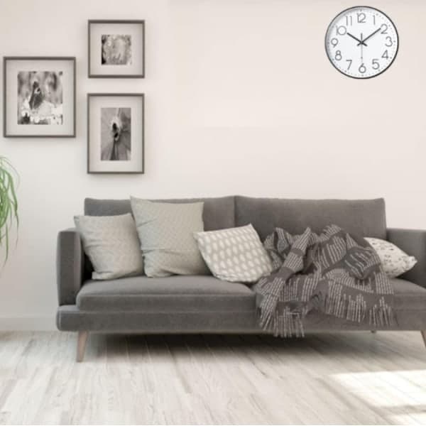 8-inch Modern Wall Clock, Stylish Black Frame, White Background