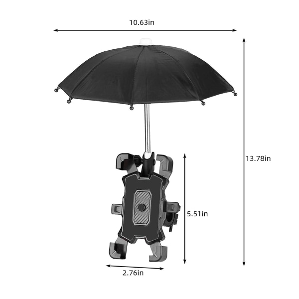 Telefon- og paraplyholder - 360 graders rotation Cykel Motorcykel Tilbehør Mobiltelefonholder Lokomotiv Paraply Black