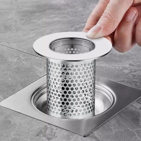 Brusehårfilter, 3 dele brusehårfilter i rustfrit stål, 5,5 × 5 cm vaskefilter til balkon, køkkengulvafløbsfilter