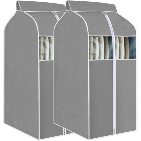 Hängande cover 2 förpackningar, ovävt material med klara PVC-fönster, (grå), 60 * 48 * 120 cm