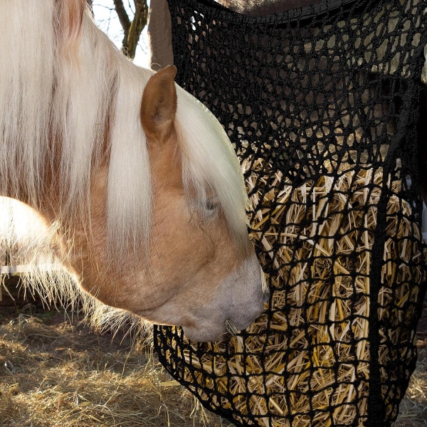 1 stk (Sort） Saktemating høynett høymater høyposer for hester Geitestallhenger Hestefôringsutstyr
