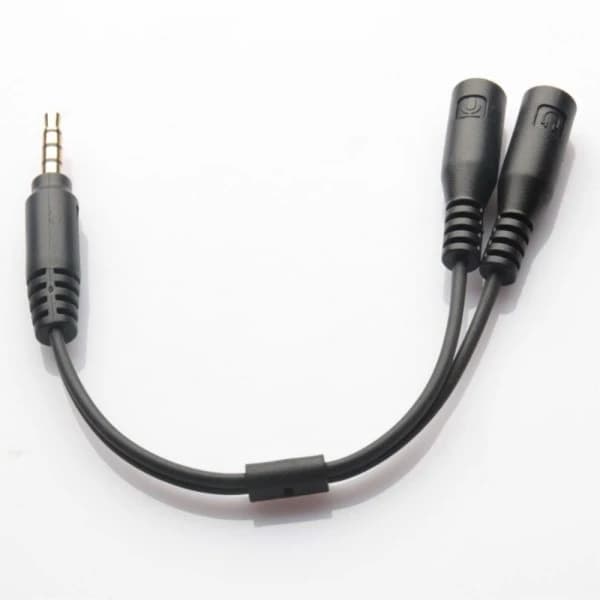 3,5 mm stereo lyd hannplugg og mikrofon splitter adapter svart