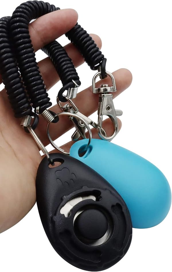 Pet Training Clicker with Wrist Strap - Dog Training Clicker (New Black + Blue)