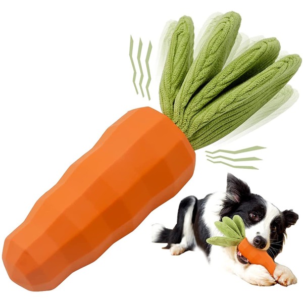 Kvækkende Tyggelegetøj til Hunde, Holdbart Naturligt Gummikarrotlegetøj til Hunde, Tandplejelegetøj til Hvalpe