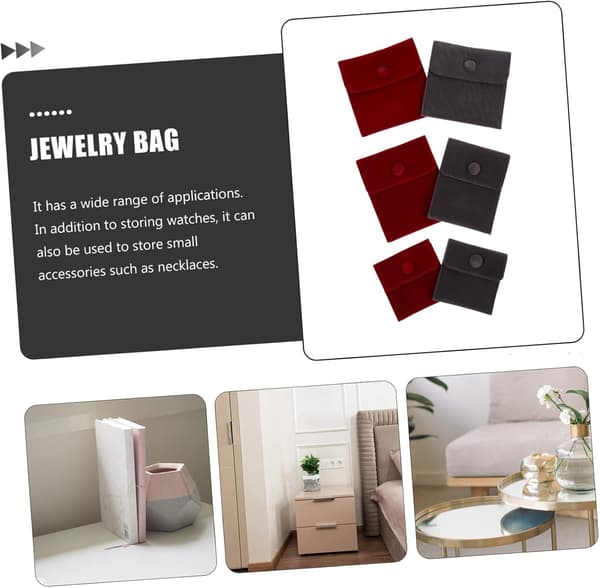 6st Klockväska Resväskor Luddmaterial Knappdesign Bärbara Smyckesförvaringspåsar