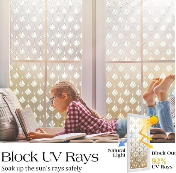 Window Film Privacy Screen 200cm, Static Window Decor for Kitchen & Living Room, Reusable