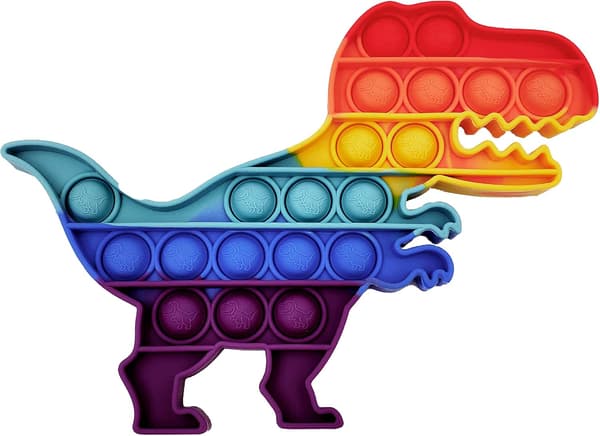 2 stk regnbuefargede dinosaur-bordfingerdekompresjonsbobler