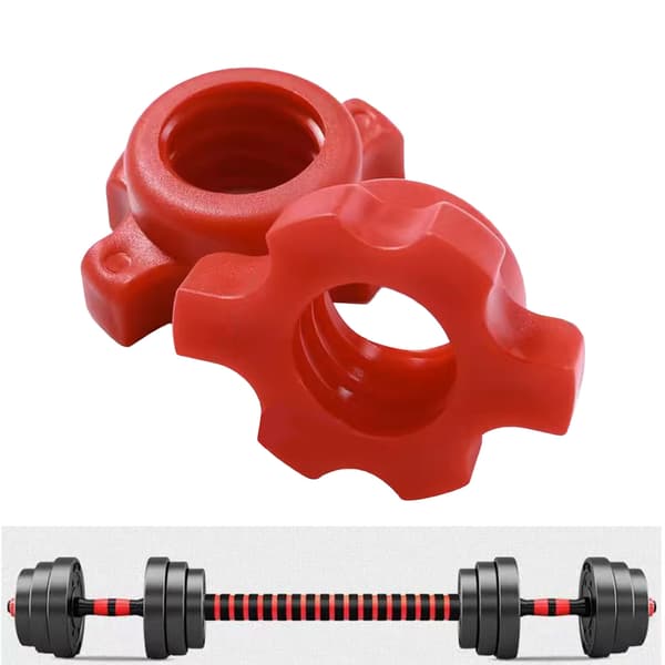 2 Red Spinlock Collars Anti-Slip Stable Secure Easy-to-Operate Weightlifting Dumbbell Accessories