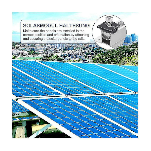8-pack Centrumklämma 35 mm Svart T-formad Centrumklämma Fotovoltaisk Justerbar Solpanel Centrumklämma
