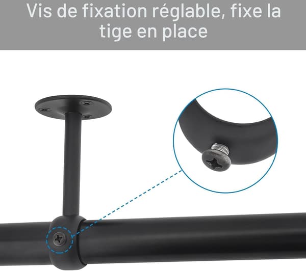 Gardinstangbeslag, 4 stk. Robuste loftmonterede gardinstangbeslag i rustfrit stål til 25 mm (4,25 mm) gardinstænger.