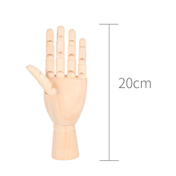 Poserbar Hånd Mannequin Håndmodel Træ Mannequin til Palm Smykke Display Stativ Neglekunst Praksis (20cm)