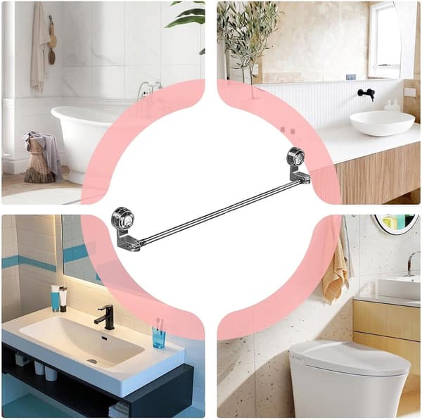 Extendable Corner Towel Holder 30-60cm - Rotating Suction Cup Wall Mount, No Drilling for Bathroom Kitchen Shower