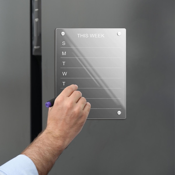 Magnetisk akrylkalender för kylskåp 15x11 tum Magnetisk kalender för kylskåp Rensa radera kalender White