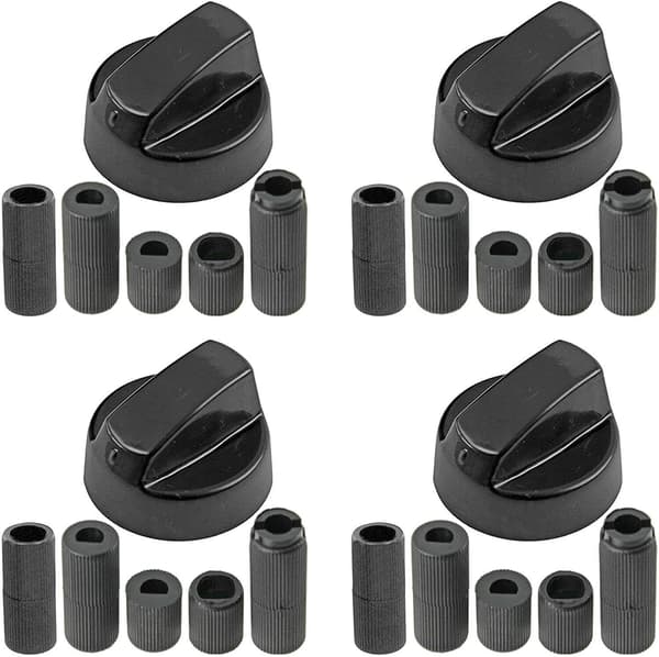 (4-pack) Universal Black Control Knobs for All Brands of Ovens, Stoves, and Hobs