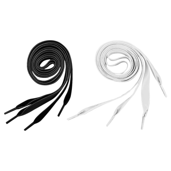 2 Pairs 1.6cm Wide Shoelaces Wide Flat Shoe Lace Shoe Strings Shoe Accessories (black 80cm + White 8