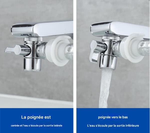 Three-way water diverter for kitchen/bathroom faucets - external water line for washing machine