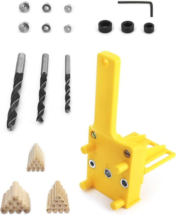 44 Delars Dowel Borrfixtur, Borrguide med Parallel Stopp, Doweling Jig Kit, 6mm / 8mm / 10mm