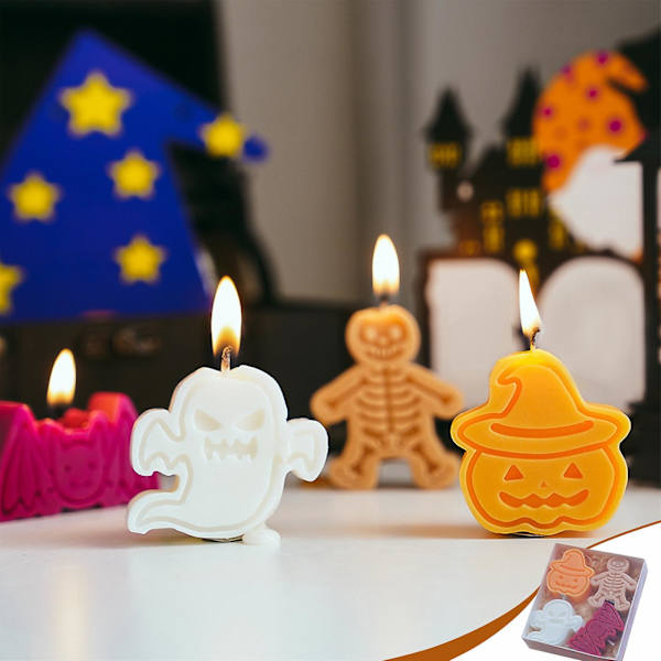 Halloween-doftljusdiffusor, 4-pack doftljusdiffusor i olika former, kan användas som Halloween-dekorationer och Halloween-doftljusdiffusorgåvosats