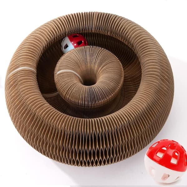 Kattklösbräda (1-pack) med magisk boll och klockleksak – Interaktiv kattleksak