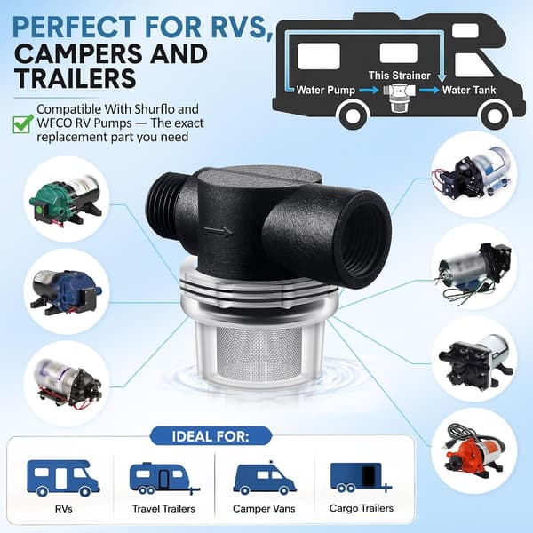 4-pack 1/2\" RV vattenpumpsil kompatibel med WFCO, Shurflo