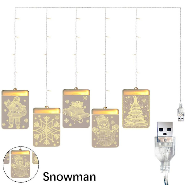 Z Juldekoration Fönsterlampa Bakgrund Strängljus (snögubbe) Flerfärgad