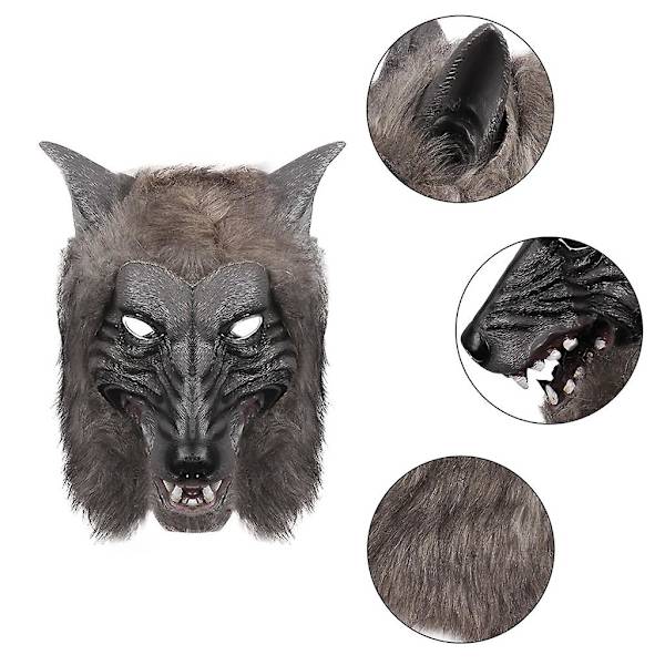Halloween Horror Djevelkostyme Varulvmaske Fancy Party Rekvisitter Ulvehodeplagg