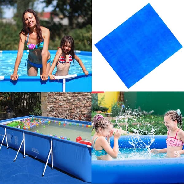 Rectangular Pool Ground Cloth, Waterproof Foldable Protective Mat for Above-Ground Pools and Inflatable Pools, Blue