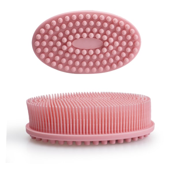2 i 1 silikonkroppsskrubb för ansikte och kropp - Antibakteriell duschborste av silikon (blå, rosa)