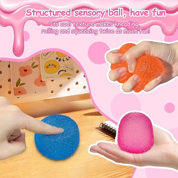 Squishy Fidget Legetøj Stressaflaster til Børn og Voksne, Super Solid Klemmebold, Sensorisk Lindring til Stress, Fødselsdag (Farveæske) Rosa Pink Pink