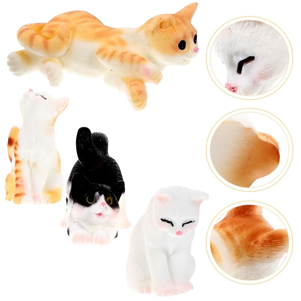 4 st Miniatyrkattfigurer Mini Resin Cat Modellprydnader Mosslandskap Simuleringskattprydnad3. 3.5X3CM