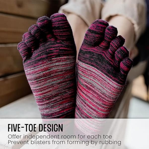 Toe Socks Size 6-8.5 for Men, Five Finger Socks Striped Cotton Running Socks 6-8.5 6-8.5