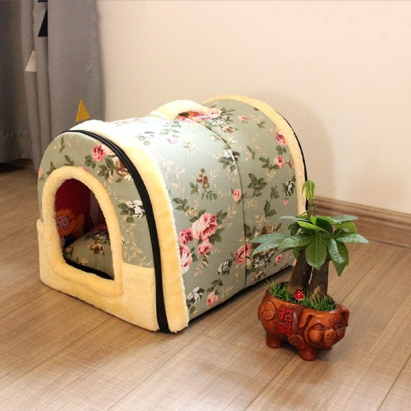 2 in 1 Pet Kennel and House, Machine Washable, Non-Slip, Foldable, Soft, Warm, Dog Cat, Puppy, Rabbit, Kennel Bed with Removable C