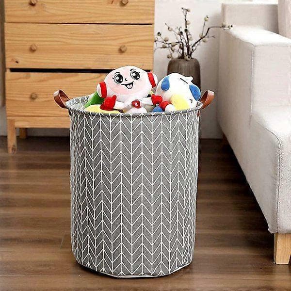 63L Large Laundry Basket - Waterproof Foldable Laundry Hamper with Handles for Bathroom, Bedroom - Round Foldable Rattan Basket (Grey Willow)