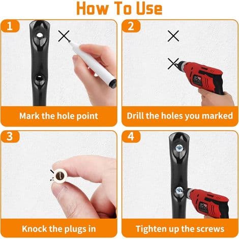 5-piece Garage Wall Hooks, Heavy Duty Screw-in J-Hooks, Wall Mount Brackets for Power Tools, Hoses, Garden, Folding Chairs, Red