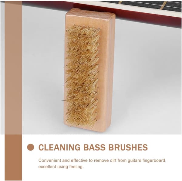 2-pack Guitar and Ukulele Cleaning Brush Set Wooden Handle and White Bristles