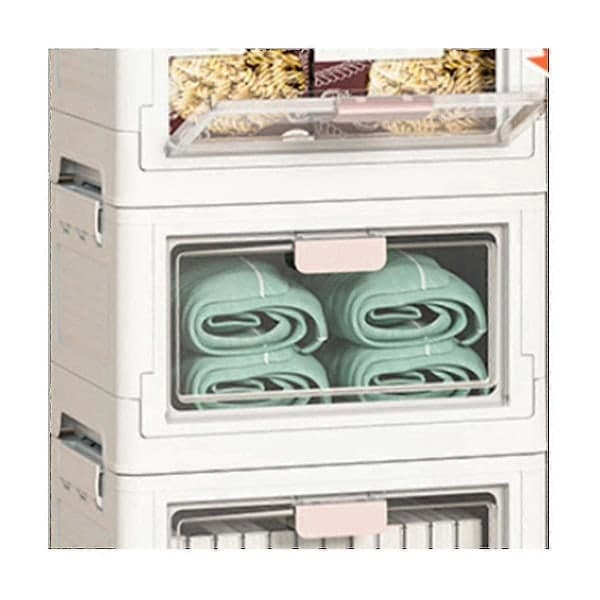Foldable Storage Box With Lid Wheels Stackable Collapsible Space-Saving Container Travel Foldable Storage