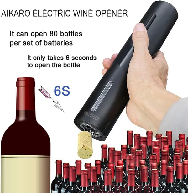 Electric Wine Opener Automatic Electronic Corkscrew, Battery Operated (Set)