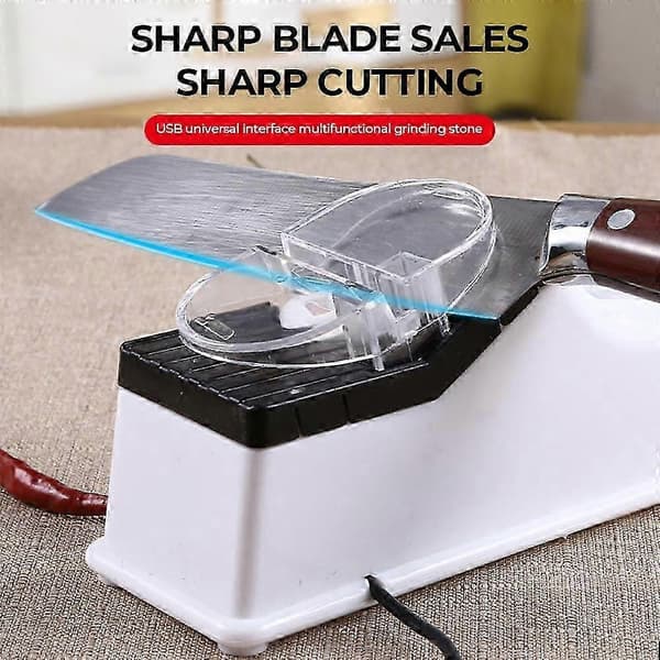Electric Knife Sharpener in Fine Grinding Open Edge Electric Sharpening Stone Kitchen Utensils Portable Double-Sided Quick Sharpener