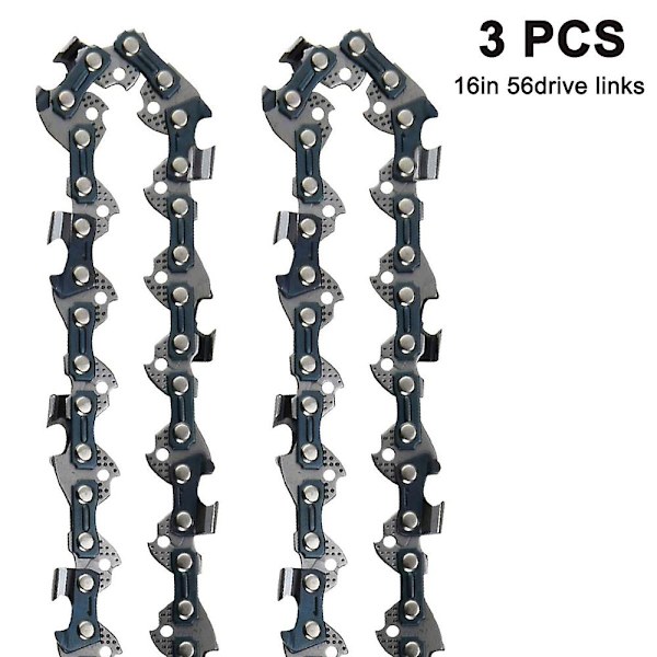 3-delt sæt Universal Savkæde til motorsav 3/8 Lp Pitch Semi-chisel 16 tommer 56 drive links