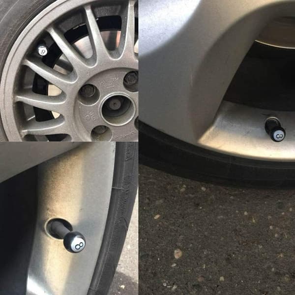 4-delt billardkugle dækventilspindeldæksel sort, 8-formet kugle
