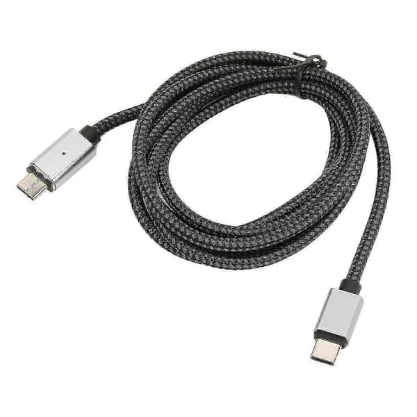 USB C Magnetisk Ladekabel - 1,5m, PD 100W Hurtiglading, 480Mbps, Rett Kabel med LED-lys