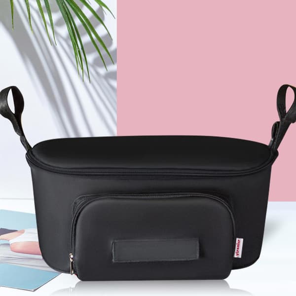 Multifunctional Stroller Bag with Large Capacity, Organizer Bag, Storage Bag, Diaper Bottle Holder, Black without Strap