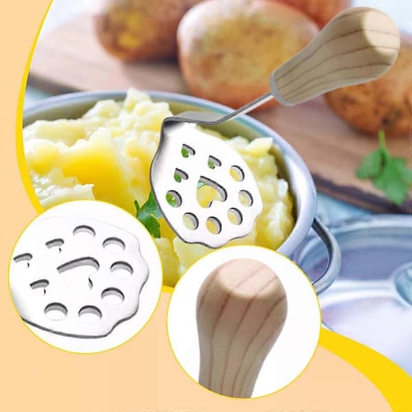 Potato Masher, Professional Heavy Duty Stainless Steel Mashing Tool with PP Handle