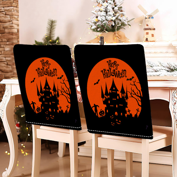 8-pack Halloween Stolskydd, Spöklika Stolsryggskydd, Halloween Stolsöverdrag för Halloweenfest, Hem & Kök Dekoration