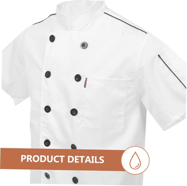Chef Jacket Short Sleeve Breathable Cotton Kitchen Coat for Men Restaurant Uniform White Size M