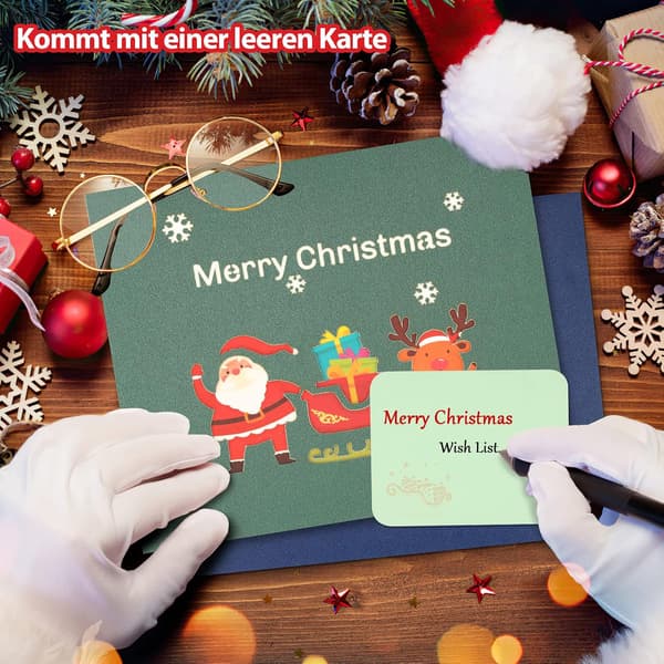 Pop-up julkort - Tomte, ren och presenter - God Jul