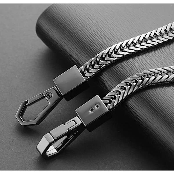 Sølv 40 cm lang metal pung bæltekæde rock punk bukser hipster bukser denim nøglering sort ring clip nøglering mænd hofte