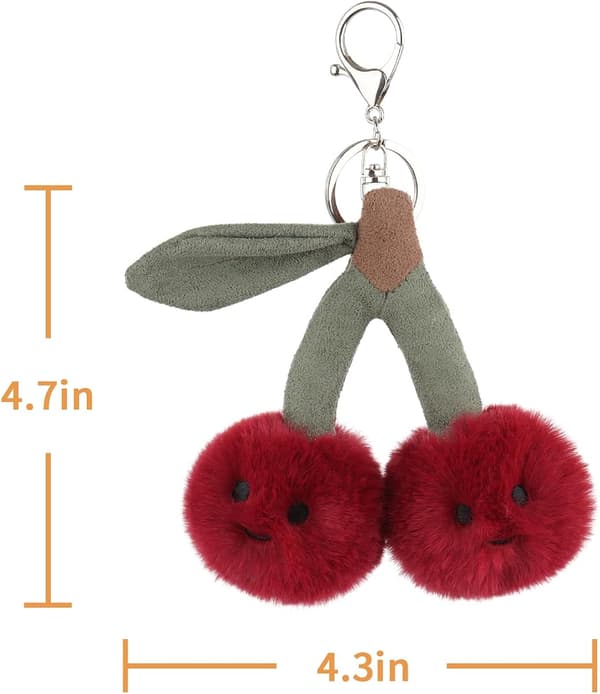 Kirsikka Makea Avaimenperä, Pehmeät Pehmolelu Avaimenperät Lasten Repun Lompakkoon, Punainen 9,9 cm