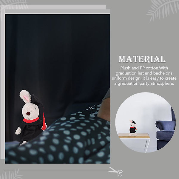 Bunny Plushie Påskekanin Figur Gradueret Klasse 2021 Graduation Dukke Plys Cuddly Plushie Stativ Beige 40X18CM