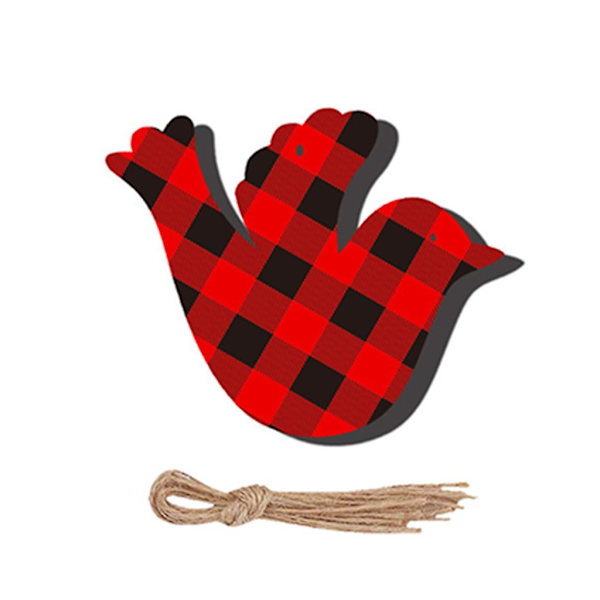 10 stk Plaid Juletræspynt i Træ med Snefnug, Engel, Rendeer, Snemand - Sæt med Reb til DIY Håndværk og Julepynt